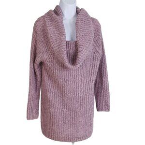 2/$15 Entro Chunky Sweater Pink Small Shaker Knit Slouchy Long Sleeve Cowl Neck